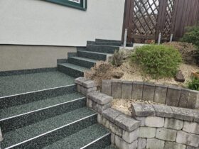 Steinteppich Stiege im Aussenbereich Wien